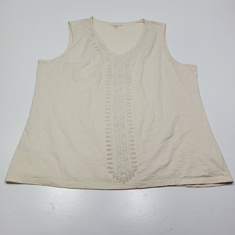Coldwater‎ Creek Womens Sleveless Embroidered beads Tunic Size 1X V-neck Casual
